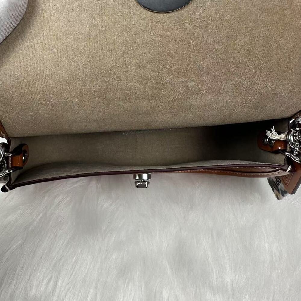 COACH Mini Wavy Dinky Bag In Crinkle Patent Coachtopia Leather Crossbody Amber - Picture 9 of 12